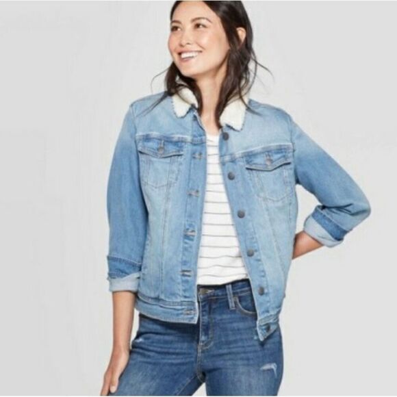 Universal Thread Denim Sherpa Trucker Jacket Medium - Picture 1 of 8